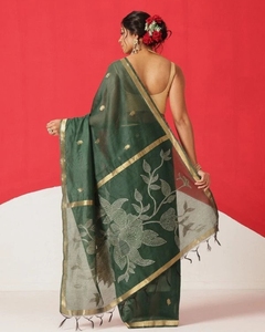 Sari en coton mélangé tissé Jamdani KV - Product Image 2