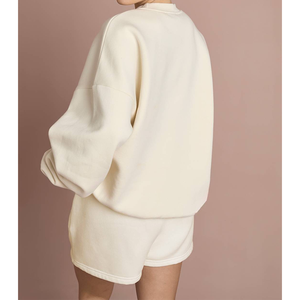 Sudadera de Forro Polar Suave con Bordado Personalizado, Estilo Urbano, Estampado Puff, Hombros Caídos, Manga Larga, Transpirable, para Mujer, Sin Capucha - Product Image 3