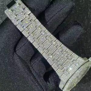 Montre de luxe pour homme avec logo personnalisé, diamants Moissanite de haute qualité, pierres VVS, bracelet serti de pierres, disponible au meilleur prix du marché - Product Image 2