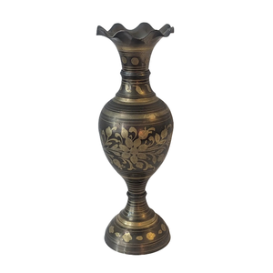 Jarrón de flores árabe vintage de latón de alta calidad, grabado con acabado pulido, para decoración del hogar y decoración de mesa. - Product Image 4