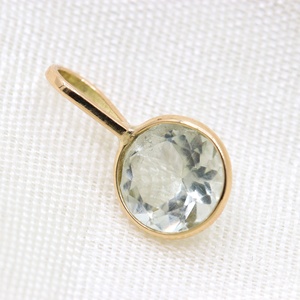 จี้พลอยอเมทิสต์สีเขียวธรรมชาติทรงกลม ตัวเรือนทองคำขาว 14K ประดับพลอยสำหรับผู้หญิง - Product Image 1