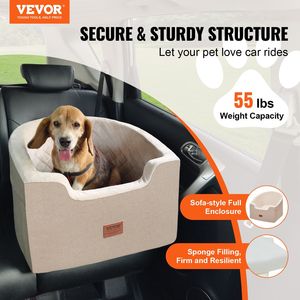 Seggiolino auto marrone per cani medi di piccola taglia fino a 55 libbre prodotto da viaggio per trasportino - Product Image 2