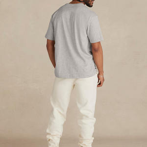 Camiseta de Algodón Personalizada OEM ODM al por Mayor, Cuello Redondo, Manga Corta, Unisex, Gris Claro, Fabricante de Ropa sin Estampado - Product Image 5