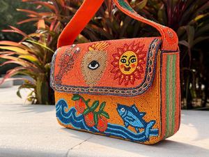 Bolso de Hombro para Mujer con Cuentas y Diseño de Frutas, Estilo Vintage Nacional, Cierre de Cremallera, Ecológico, Portátil, Moderno, para Múltiples Ocasiones y Uso Diario - Product Image 4