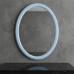 VILLA SINGLE <b>MIRROR</b> Light Blue Oval Minimalist Design Decorative Home Decor Bathroom Wall <b>Mirror</b> - Product Image 1