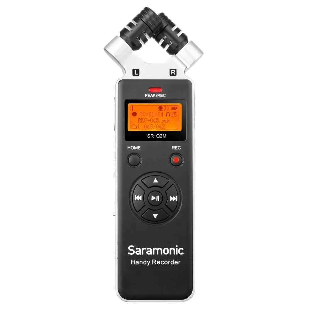 Saramonic SR-Q2M gravador de áudio portátil, com microfone lavalier condensador estéreo para gravação de áudio