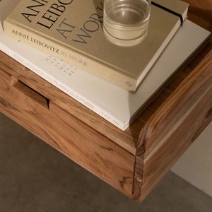 Mesita de noche flotante rectangular Vandana Nova Flux de 45x30 cm en madera de acacia de Narbonne - Product Image 2