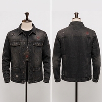 Veste en jean bleue pour homme, tissu en denim de coton de qualité supérieure, manches longues, fermeture à boutons, coupe confortable, vêtements décontractés pour l'extérieur, OEM