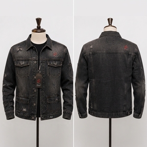 Veste en jean bleue pour homme, tissu en denim de coton de qualité supérieure, manches longues, fermeture à boutons, coupe confortable, vêtements décontractés pour l'extérieur, OEM - Product Image 6