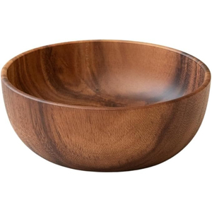 Bol à salade en bois d'acacia massif de qualité supérieure, fait main, vaisselle écologique pour la maison et la restauration, en promotion - Product Image 1