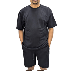 Mens Summer Sporty 100% Cotton Velour Short Sleeve T-Shirts and Shorts Sweatsuit 2-Piece <b>Set</b> - Product Image 1
