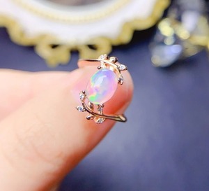 โอปอลรูปไข่ 8x6 มม. มอยซาไนต์แหวนวงแหวนนิรันดร์ เครื่องประดับอัญมณีสีรุ้งสุดหรูหรา ของขวัญสุดโรแมนติกสำหรับผู้หญิง เงินแท้ 925 - Product Image 5