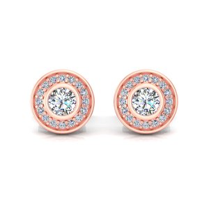 Pendientes Minimalistas con Diamantes Cultivados en Laboratorio con Corte Halo Redondo, Oro Sólido de 10k, 14k, 18k, para Regalo, Fiestas, Aniversarios y Uso Diario - Product Image 5