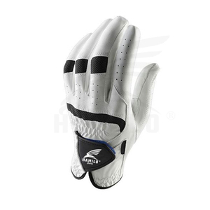 Low MOQ Genuine Leather Outdoor Sports Golf <b>Gloves</b> High Quality Solid Color Men Adjustable Wrist Strap Custom Logo - Product Image 6