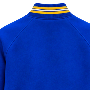 เสื้อแจ็คเก็ตวาร์ซิตี้สีน้ำเงินรอยัล แถบสีทองขาว ลายกราฟิกตราสัญลักษณ์ปี 1922 กระดุมแป๊ก คอเสื้อแบบริบ แขนยาว สไตล์ลำลอง สำหรับนักศึกษา - Product Image 6