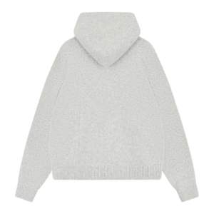 Sweat à capuche en tricot avec broderie en point de chaînette pour homme, sweat à capuche confortable et élégant avec broderie en gris, sweat à capuche en tricot de qualité supérieure - Product Image 2