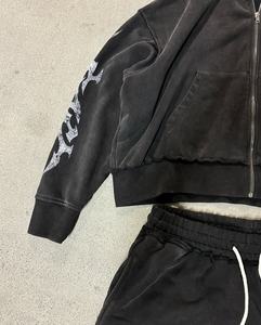 Survêtements unisexes en molleton épais en coton pour hommes, ensembles décontractés avec logo personnalisé, sweat à capuche uni et pantalon de jogging pour hommes - Product Image 3