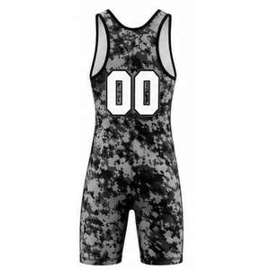 Men Gray Black Camouflage Sublimated Wrestling Singlet Polyester Lightweight <b>Athletic</b> Wrestling Uniform Sportswear Performance - Product Image 3