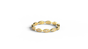 Vintage 18K Gold Round Diamond Ring Full Eternity Band Pavé Cluster Wedding Rings Engagement Band Fine Jewelry for Women - Product Image 1