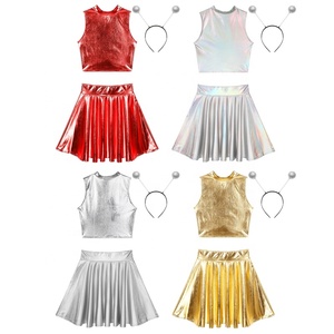 Conjunto <span class=keywords><strong>de</strong></span> Ropa para Fiesta Temática para Mujer, Disfraz Metálico con Top Corto y Falda para Fiesta <span class=keywords><strong>de</strong></span> Cumpleaños, Disfraz <span class=keywords><strong>de</strong></span> Alien, Festival <span class=keywords><strong>de</strong></span> Música - Product Image 1