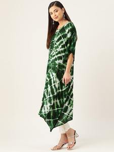 High Quality Designer Rayon <b>Kaftan</b> Tie Dyed <b>Summer</b> Daily Wear Regular Fit O-Neck Washable Three Quarter Sleeve Best Price - Product Image 2