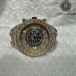 Montre de Luxe Charm_Jewells pour Homme, Boîtier 40mm, Mouvement Mécanique Analogique, Date Automatique, Bracelet en Acier Inoxydable Incrusté de Diamants, Étanche - Product Image 2