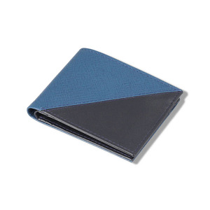 กระเป๋าสตางค์หนังแท้คุณภาพสูง สีน้ำเงินแบบสั้นอเนกประสงค์ ป้องกัน RFID สำหรับผู้ชาย พับได้ หรูหรา สั่งทำโลโก้ได้ ขายส่ง - Product Image 1
