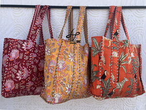 Cotton Quilted Tote <b>Bag</b> Customized Wholesale <b>Weekender</b> <b>Bag</b> Handmade Casual Shoulder <b>Bag</b> Multi Print Reusable Open Top Shopper's - Product Image 1