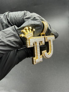 Custom Initial Crown Pendant <b>Iced</b> <b>Out</b> Moissanite Diamond Hip Hop Necklace Gold Bling <b>Chain</b> Gift - Product Image 1