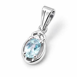 Pendentif ovale en topaze bleue plaqué rhodium en argent sterling - Collier minimaliste fait main avec pierre précieuse, breloque pierre de naissance de décembre - Product Image 4
