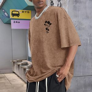 เสื้อยืดคอตตอนทรงโอเวอร์ไซส์สไตล์วินเทจสตรีทแวร์ พิมพ์ลายโลโก้แบบแอซิดวอช สำหรับผู้ชาย ผลิตในปากีสถาน แฟชั่นสตรีทแวร์ขายส่ง - Product Image 2