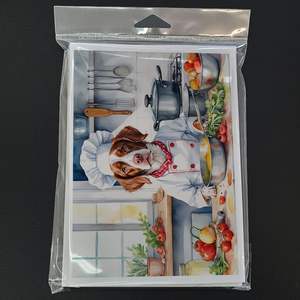 Brittany Spaniel the Chef Whimsical A7 Tarjetas de felicitación Paquete de 8 tarjetas de notas en blanco con sobres Tamaño 5x7 - Product Image 3