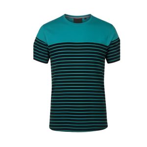 Camiseta de Algodón a Rayas Horizontales Rojas y Blancas para Hombre, Cuello Redondo, Manga Corta, Informal, Verano, Transpirable, Suave, Corte Moderno, Clásica - Product Image 2