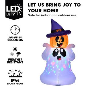 Decorazione Gonfiabile da Giardino per Halloween con Fantasma LED Colorato, Addobbo Festivo da Esterno - Product Image 2