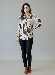 Camisa de manga larga con estampado floral para mujer – Blusa ligera con botones, informal y a la moda para primavera y verano - Product Image 5