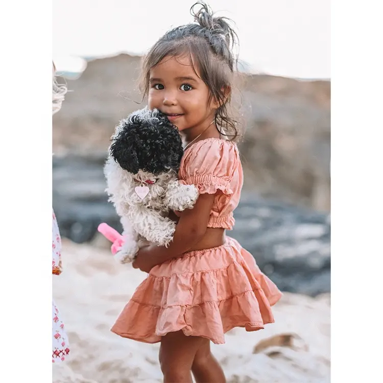 Ausgefallene Sommer weiche Baumwolle Voile Kleinkind Baby Mädchen Röcke Kleidung Set Little Girl Tiered Cotton Kleider für Kinder
