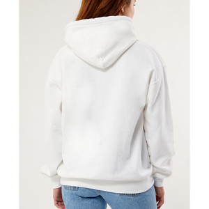 Sudadera con Capucha Blanca Extra Grande para Mujer, Color Sólido, Tejido de Algodón, Estilo Casual para Otoño - Product Image 2