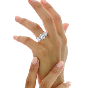 14K White Gold Three Stone Halo Diamond Ring 1.50CT Round Cut Engagement Ring Pave Set Luxury <b>Bridal</b> Jewelry - Product Image 5