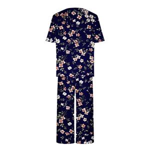 Conjunto de Pijamas Románticos de Verano para Mujer, Estampados, de Tres Cuartos de Largo, Casuales, de 2 Piezas, Cuello Redondo, Manga Corta, Ecológicos - Product Image 2
