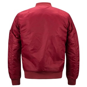 Blouson bomber rouge pour homme, couleur unie, fermeture éclair, col montant, streetwear, écologique, décontracté, en polyester, pour l'hiver - Product Image 2