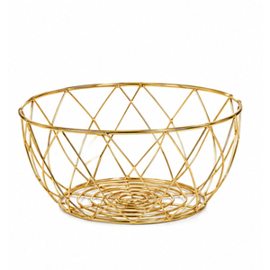 Corbeille à fruits géométrique moderne en métal, bol à fruits de luxe en fil doré pour comptoir de cuisine, rangement et décoration de table - Product Image 6