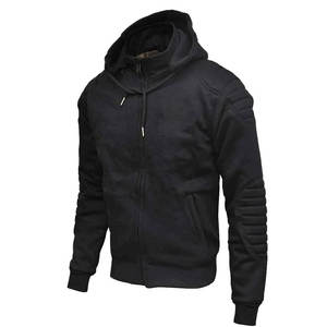 Sweat à capuche zippé noir pour homme, personnalisé, haute qualité, en polyester tricoté, avec capuche amovible, coupe-vent et épais - Product Image 3