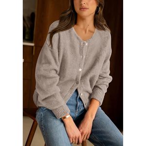 เสื้อคาร์ดิแกนผู้หญิงแบบเปิดด้านหน้า แขนยาว คอวี ติดกระดุม รุ่นคัสตอม 2025 สำหรับฤดูใบไม้ร่วง - Product Image 6