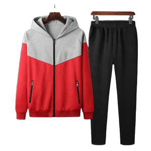 Survêtement unisexe à capuche avec blocs de couleur, fermeture éclair sur toute la longueur, poches latérales, coupe classique, vêtements de sport décontractés pour l'automne - Product Image 4