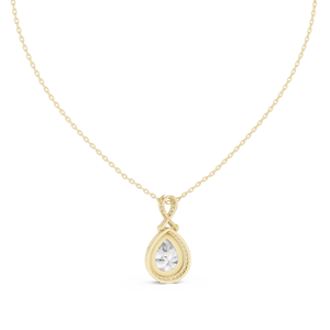 Collar con colgante de halo en forma de pera, oro macizo, joyería fina, elegante, minimalista, regalo para mujer, uso diario. - Product Image 2