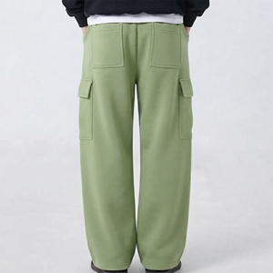OEM/ODM Custom Made <b>Wide</b> <b>Leg</b> <b>Cargo</b> Pockets Fashionable Baggy Sweatpants Solid Color Breathable Hip Hop Style Joggers - Product Image 3