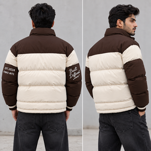 Custom <b>Men's</b> Puffer <b>Jackets</b> Embroidered Letter Logo Windproof Winter Casual Outerwear Warm Insulated Streetwear <b>Jackets</b> Supplier - Product Image 2