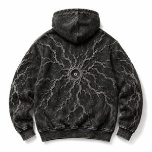 Sweat à capuche en molleton épais personnalisé avec motif en relief style streetwear, sweat à capuche oversize en molleton bouclette personnalisé avec motif en relief, épais - Product Image 6