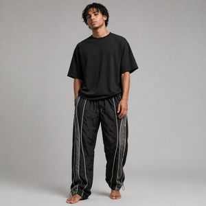 Pantalones de chándal de nailon rosa camuflado personalizados de moda para hombre, de pierna ancha, estilo urbano, con ribetes de camuflaje, pantalones para hombre, proveedor mayorista OEM, EE. UU. - Product Image 6