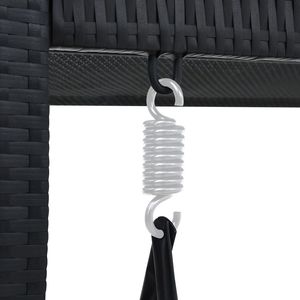 Panca oscillante da giardino in Poly Rattan nero a 3 posti con baldacchino per cortili - Product Image 6